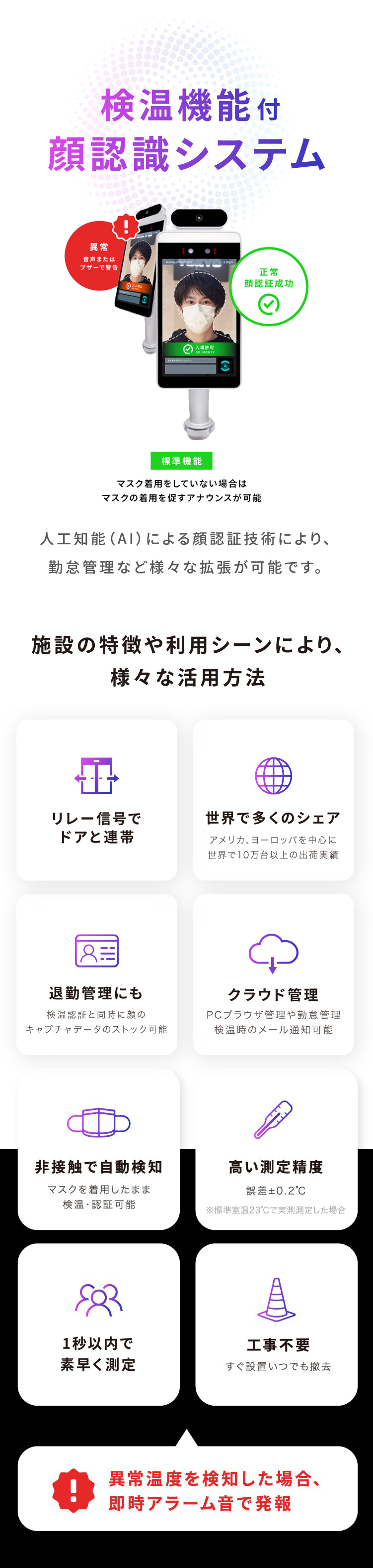 非接触体温測定×顔認識システム